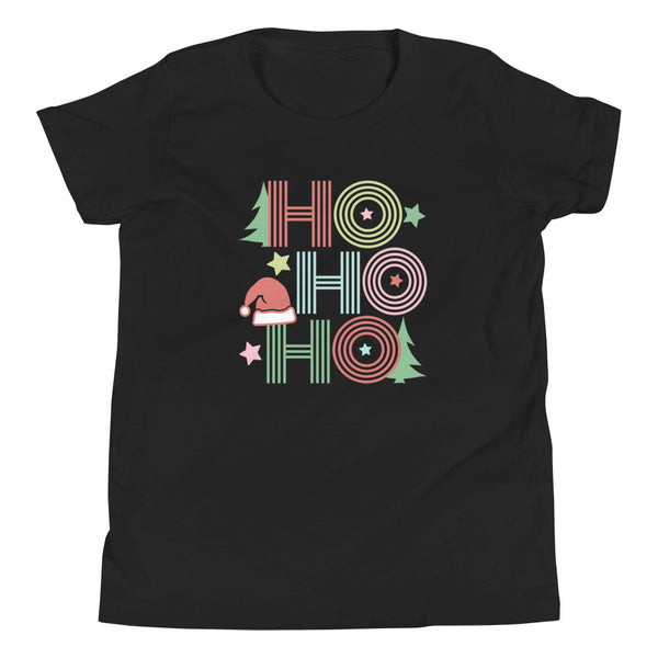 Ho Ho Ho Christmas tee shirt for kids in Black.