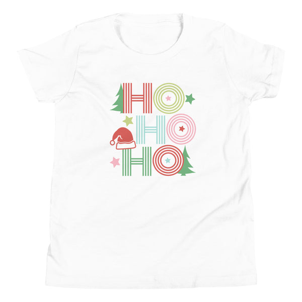 Ho Ho Ho Christmas tee shirt for kids in White.