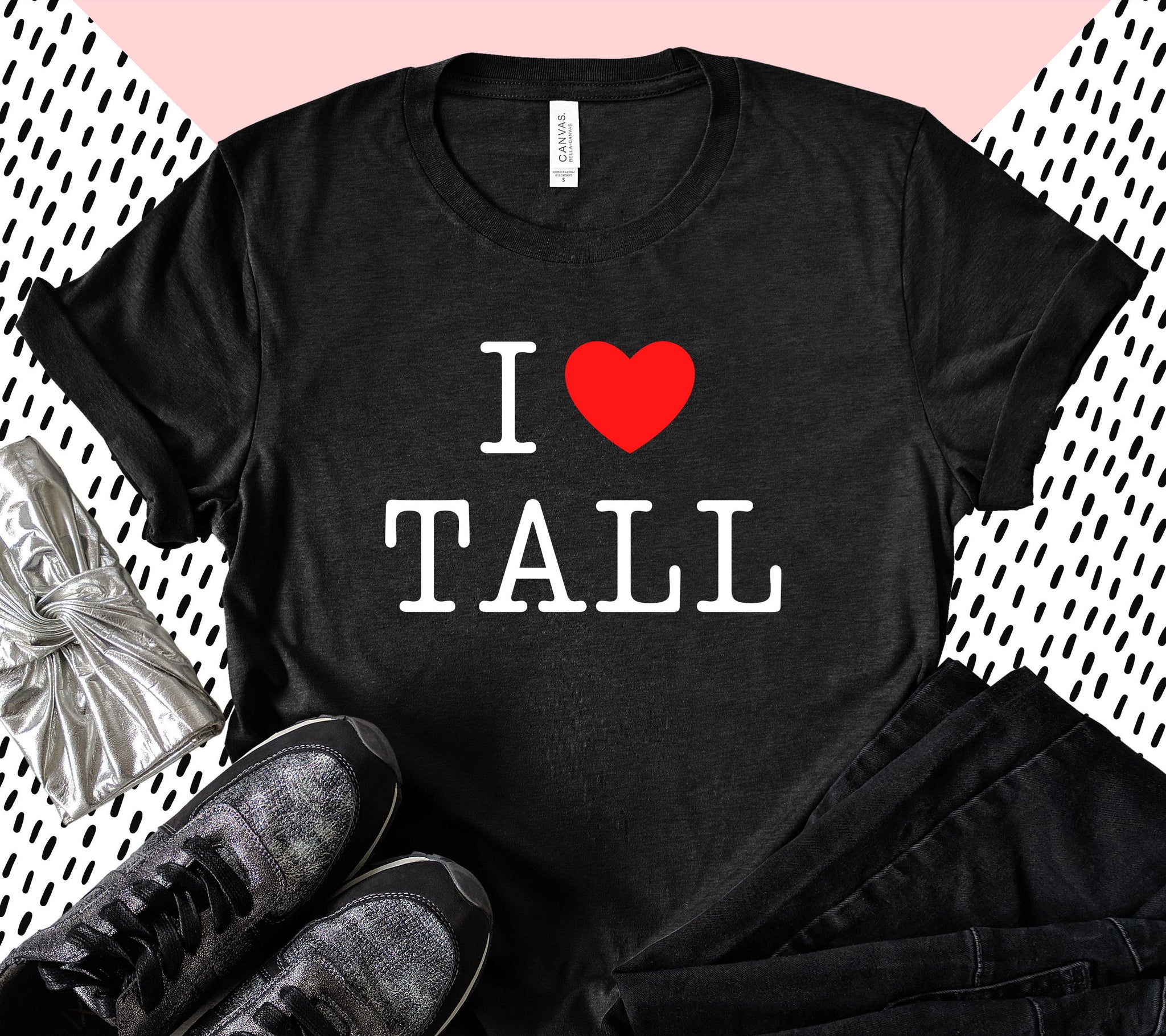 Bella + Canvas "I Heart Tall" graphic tee from Tall Reali-tees.