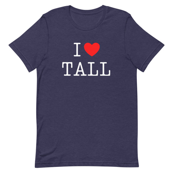 "I Heart Tall" t-shirt in Midnight Navy Heather.