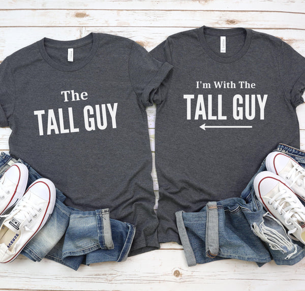 Matching couple t-shirts for tall guys and girls.