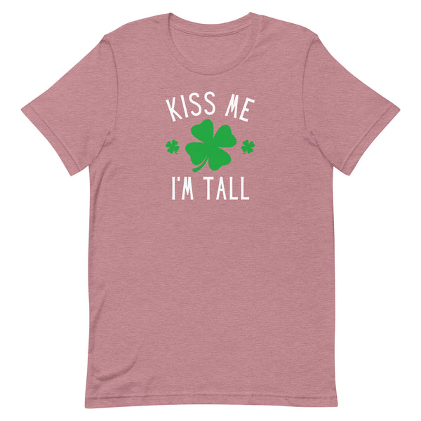 Kiss Me I'm Tall St. Patrick's Day T-Shirt in Orchid Heather.