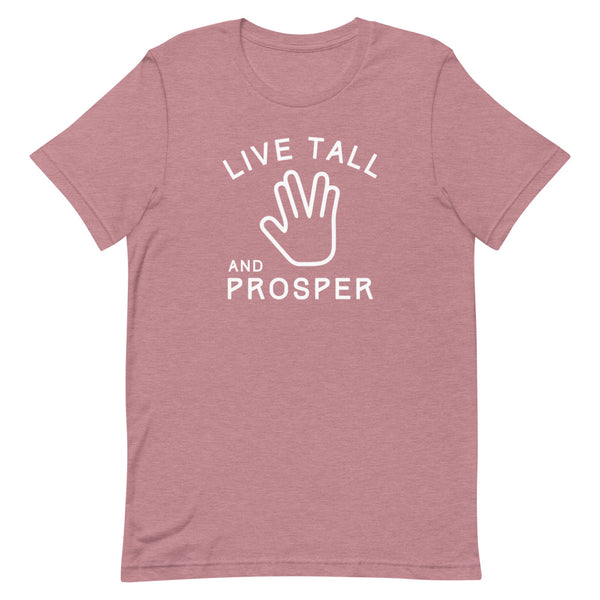 Live Tall and Prosper Star Trek t-shirt in Orchid Heather.