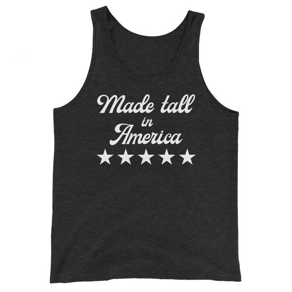 Made Tall in America muscle tank top in Charcoal Black Triblend.