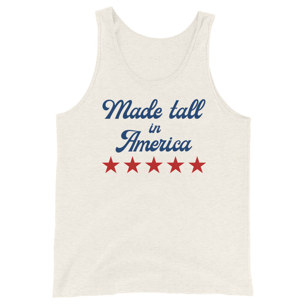 Made Tall in America muscle tank top in Oatmeal Triblend.