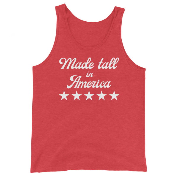 Made Tall in America muscle tank top in Red.