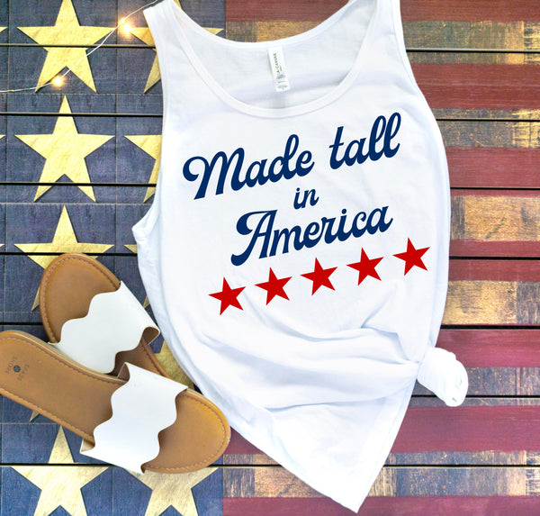 Made Tall in America patriotic muscle tank top.
