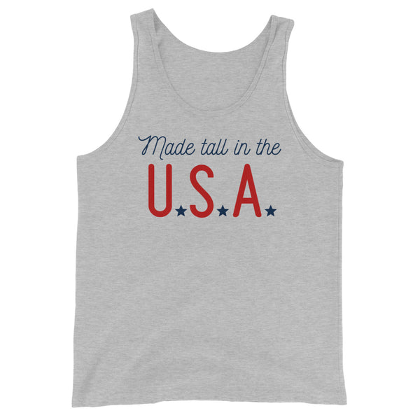 Made Tall In the USA tank top in Athletic Heather.