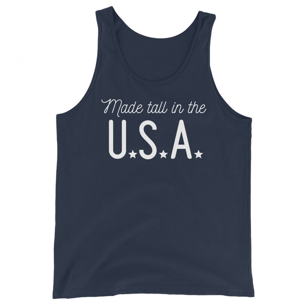 Made Tall In the USA tank top in Navy.