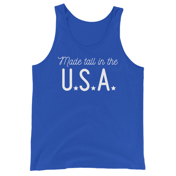 Made Tall In the USA tank top in True Royal.