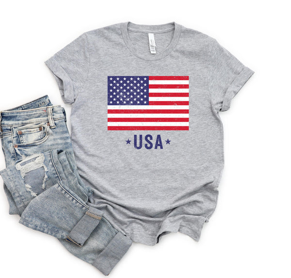 Patriotic USA flag youth t-shirt for the Fourth of July.