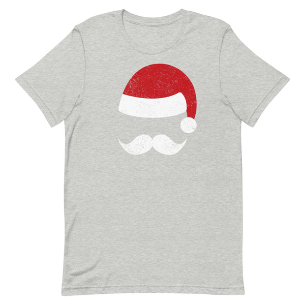 Santa Mustache Christmas T-Shirt in Athletic Grey Heather.