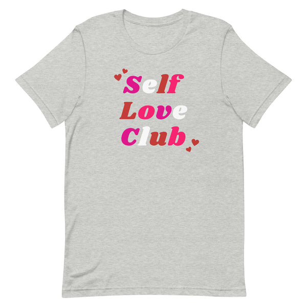 Self Love Club T-Shirt for Valentine's Day in Athletic Grey Heather.
