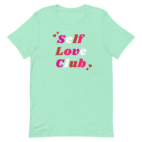 Self Love Club T-Shirt for Valentine's Day in Mint Heather.