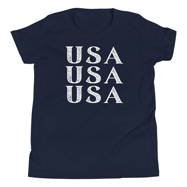 Stacked USA T-Shirt for kids in Navy.