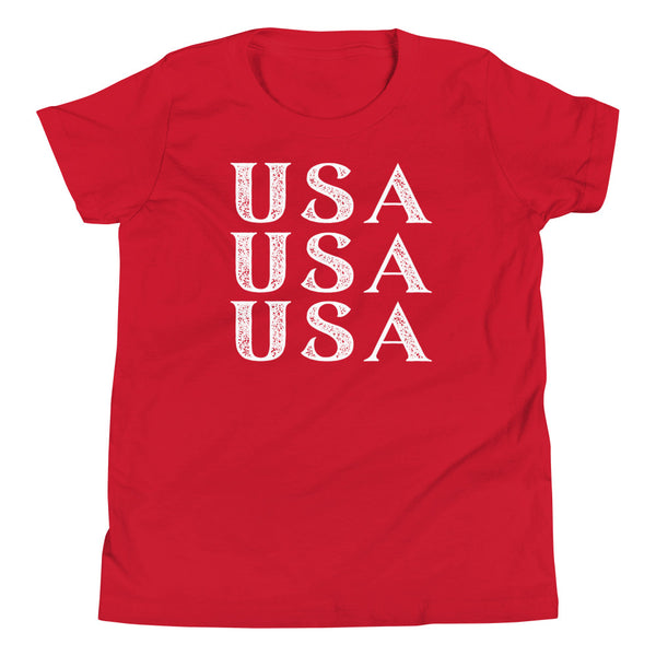 Stacked USA T-Shirt for kids in Red.