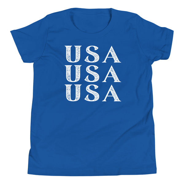 Stacked USA T-Shirt for kids in True Royal.