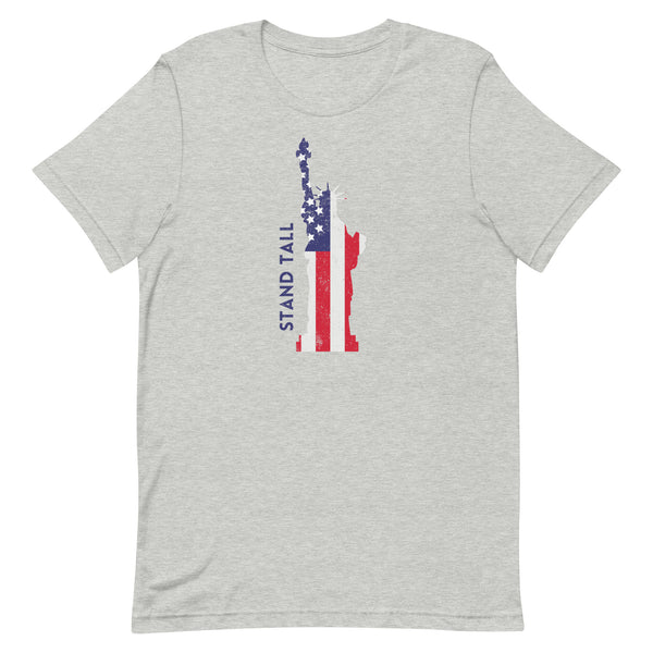 Stand Tall Lady Liberty T-Shirt in Athletic Grey Heather.
