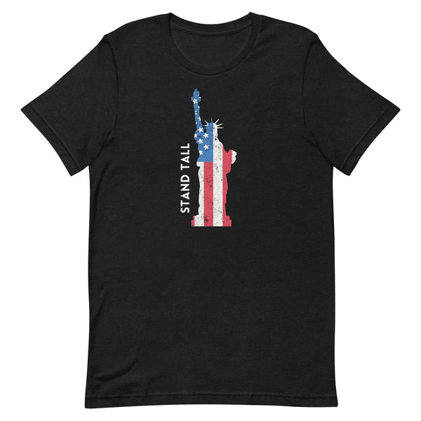 Stand Tall Lady Liberty T-Shirt in Black Heather.