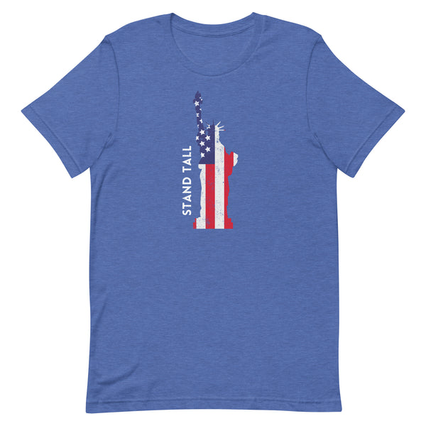Stand Tall Lady Liberty T-Shirt in True Royal Heather.