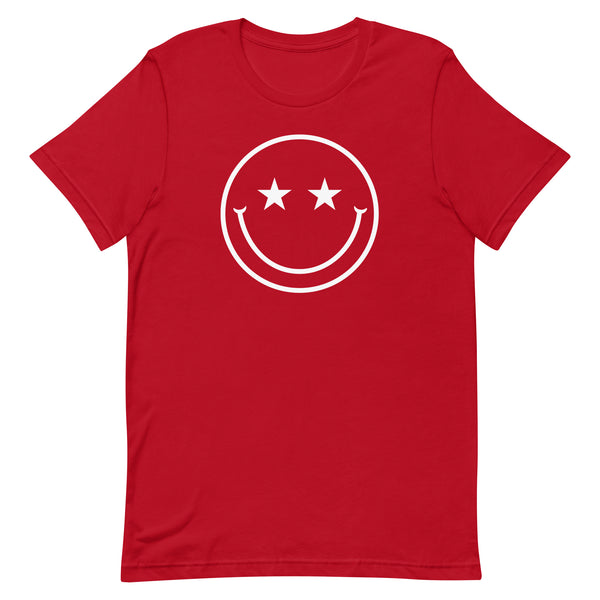 Star Eyes Smiley Face T-Shirt in Red.