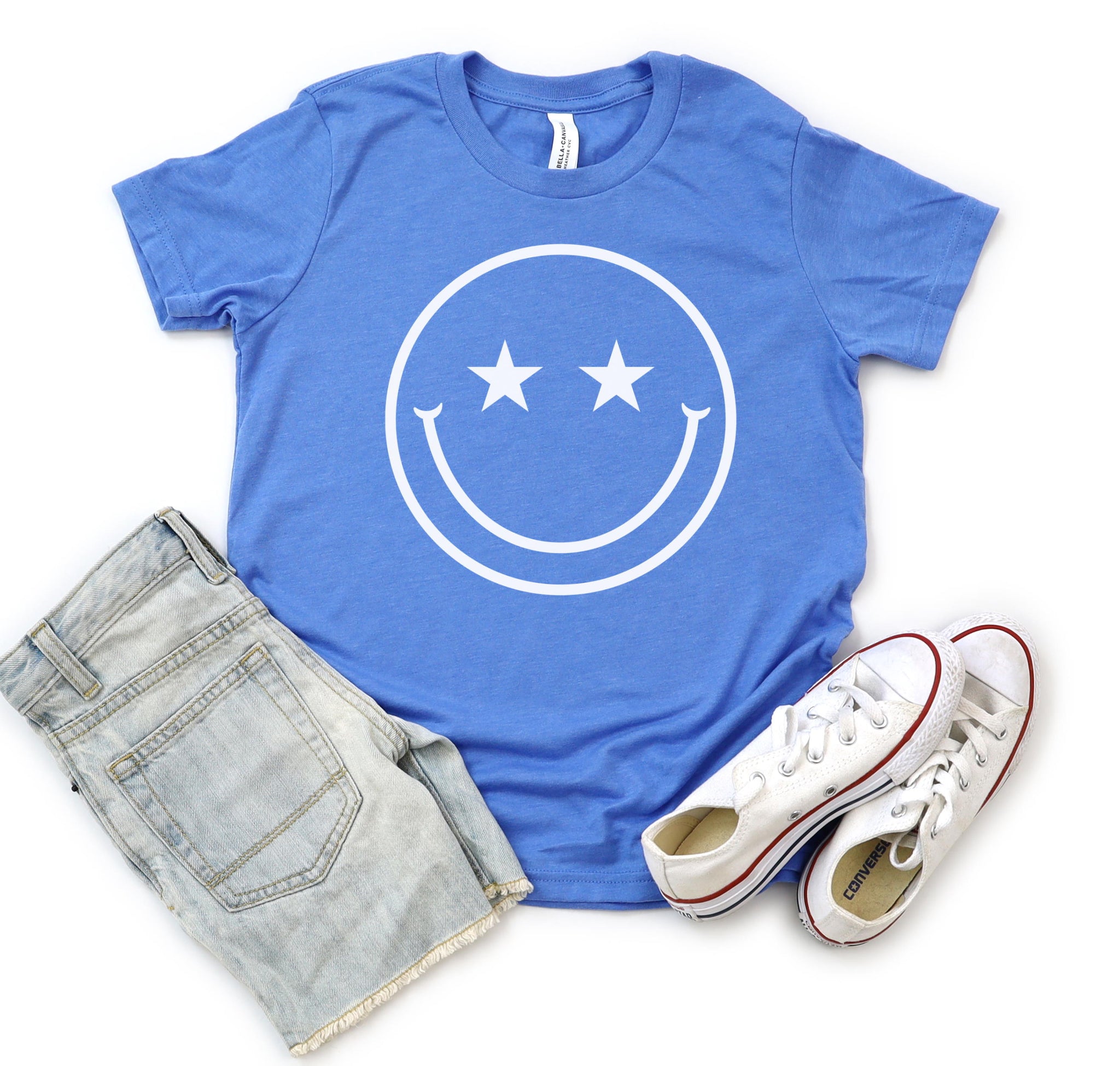 Star Eyes Smiley Face T-Shirt for girls and boys.