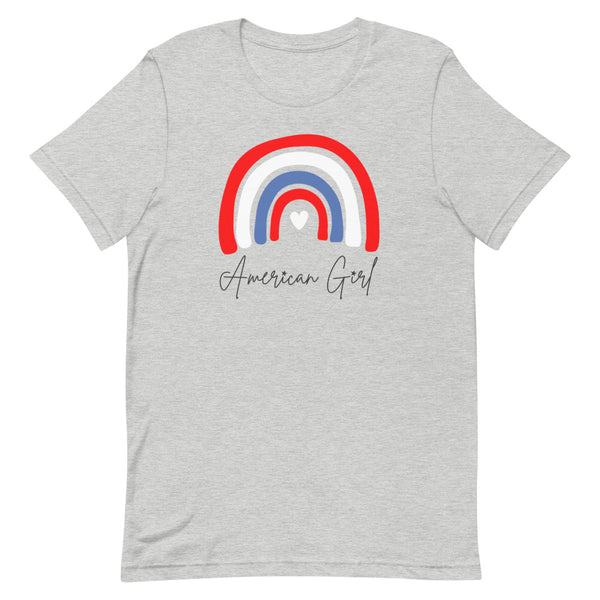 Long torso American Girl T-Shirt for tall women in Athletic Grey Heather.