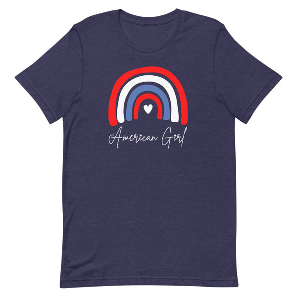 Long torso American Girl T-Shirt for tall women in Midnight Navy Heather.