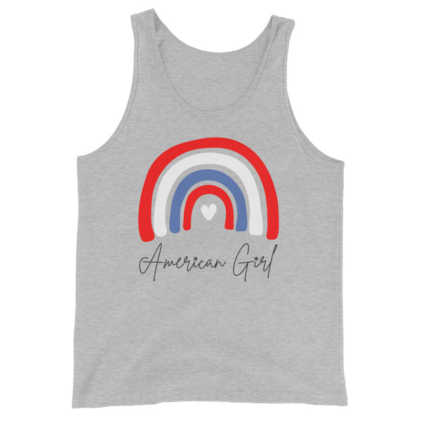 Tall American Girl muscle tank top in Athletic Grey Heather.
