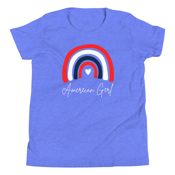 American Girl T-Shirt for tall kids in Blue Heather.