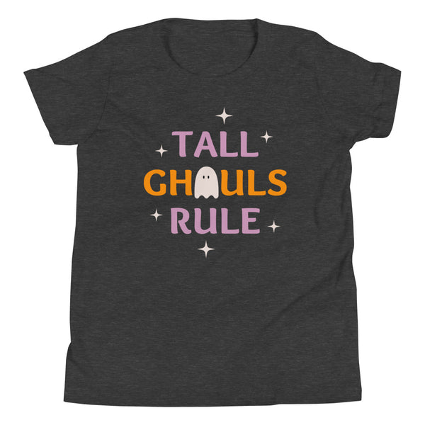 Tall Ghouls Rule girls Halloween t-shirt in Dark Grey Heather.