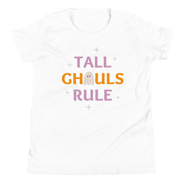 Tall Ghouls Rule girls Halloween t-shirt in White.