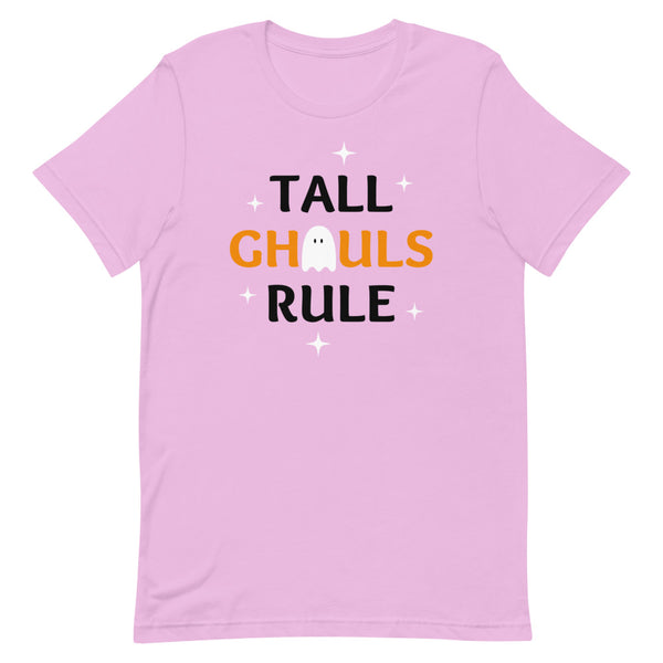 Tall Ghouls Rule Halloween graphic tee in Lilac.