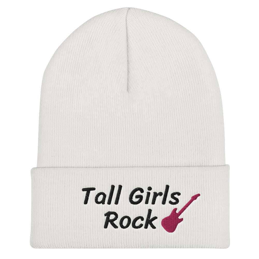 Trendy Apparel Shop 'Rock On' Embroidered Ribbed Beanie - Black Knit Cuffed Hat (One Size)