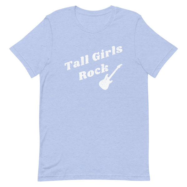 Tall Girls Rock Distressed T-Shirt in Blue Heather.