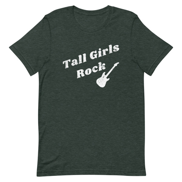 Tall Girls Rock Distressed T-Shirt in Forest Heather.