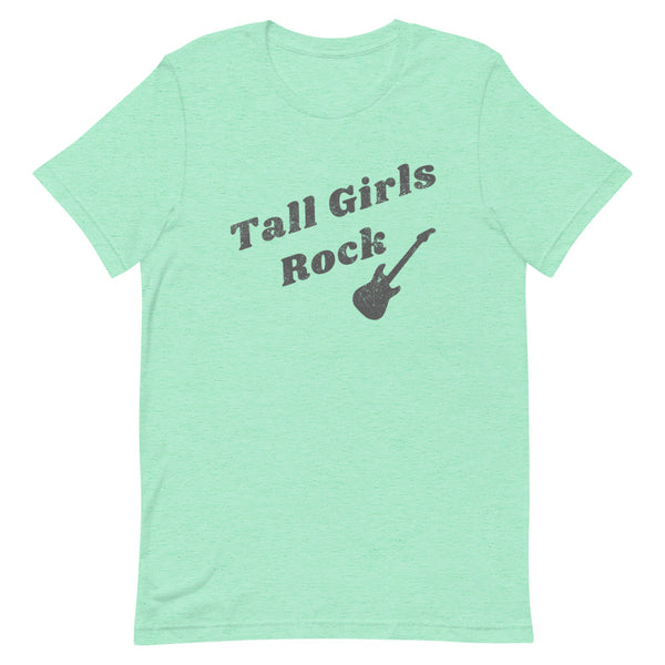 Tall Girls Rock Distressed T-Shirt in Mint Heather.