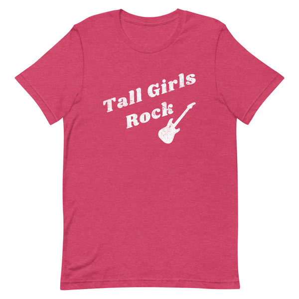 Tall Girls Rock Distressed T-Shirt in Raspberry Heather.