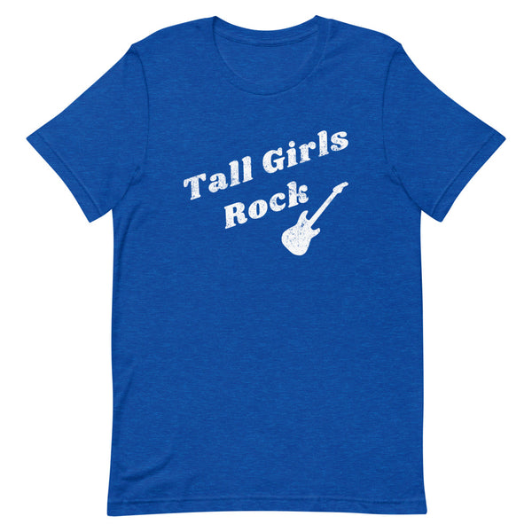Tall Girls Rock Distressed T-Shirt in True Royal Heather.