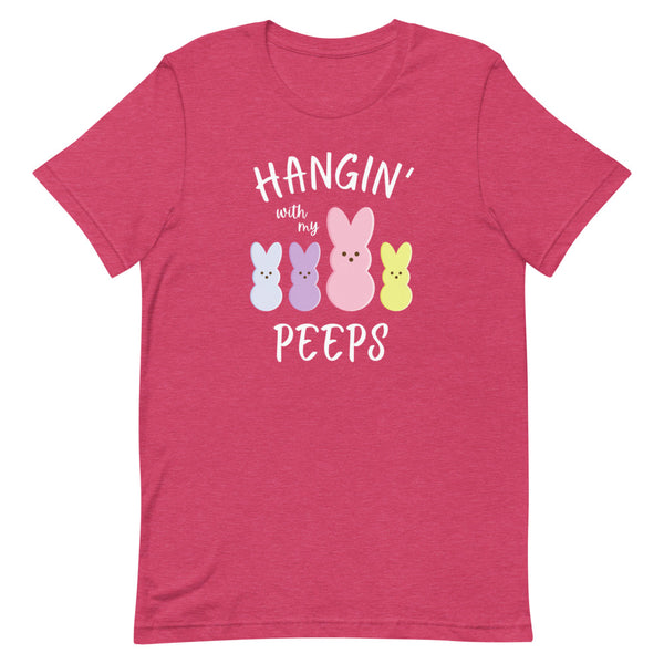 "Hangin' With My Peeps" shirt for Easter in Raspberry Heather.