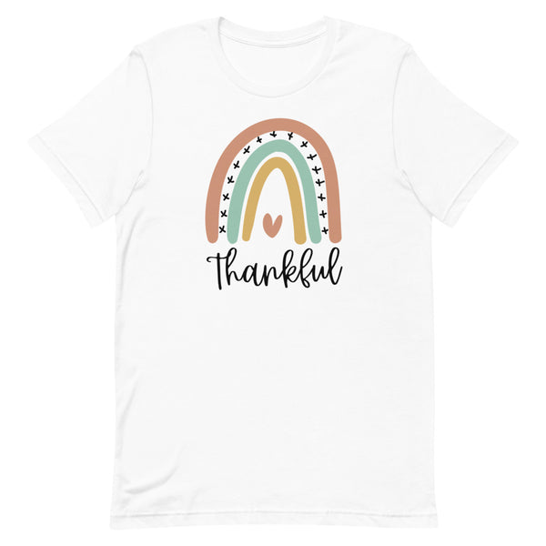Thankful Rainbow T-Shirt for women in White.