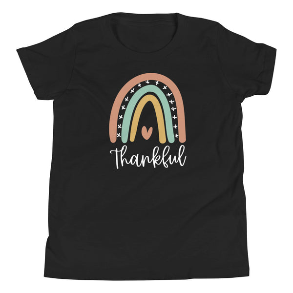 Thankful Rainbow girls t-shirt for fall in Black.