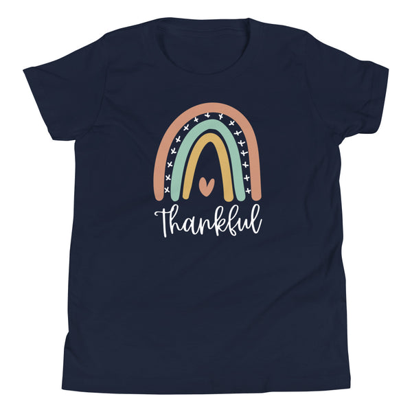 Thankful Rainbow girls t-shirt for fall in Navy.