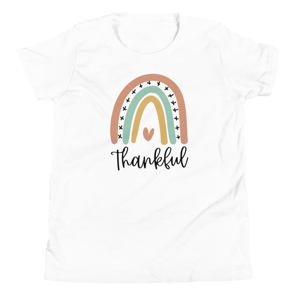 Thankful Rainbow girls t-shirt for fall in White.