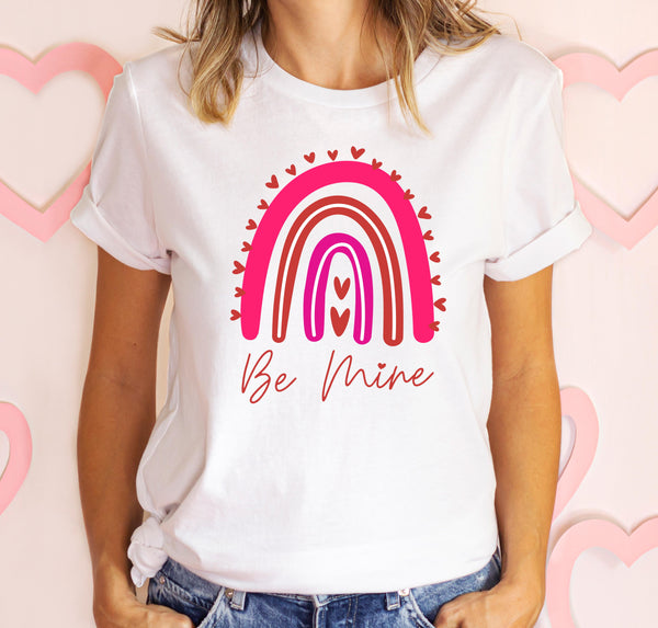 Be Mine Rainbow women's t-shirt for Valentine's Day.