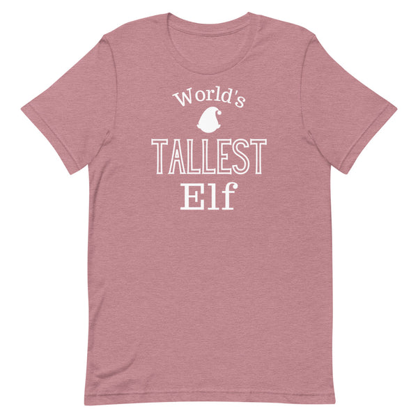 World's Tallest Elf Christmas Shirt in Orchid Heather.