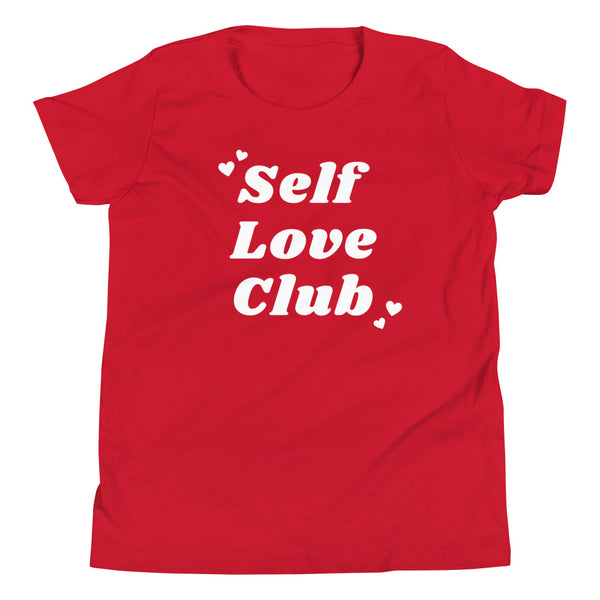 Youth girls Self Love Club T-Shirt for Valentine's Day in Red.