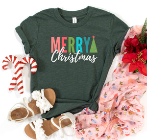 Youth Merry Christmas T-Shirt for girls.